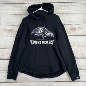 NFL Team Apparel Baltimore Ravens 1996 MCMXCVI Hoodie Mens Medium Black